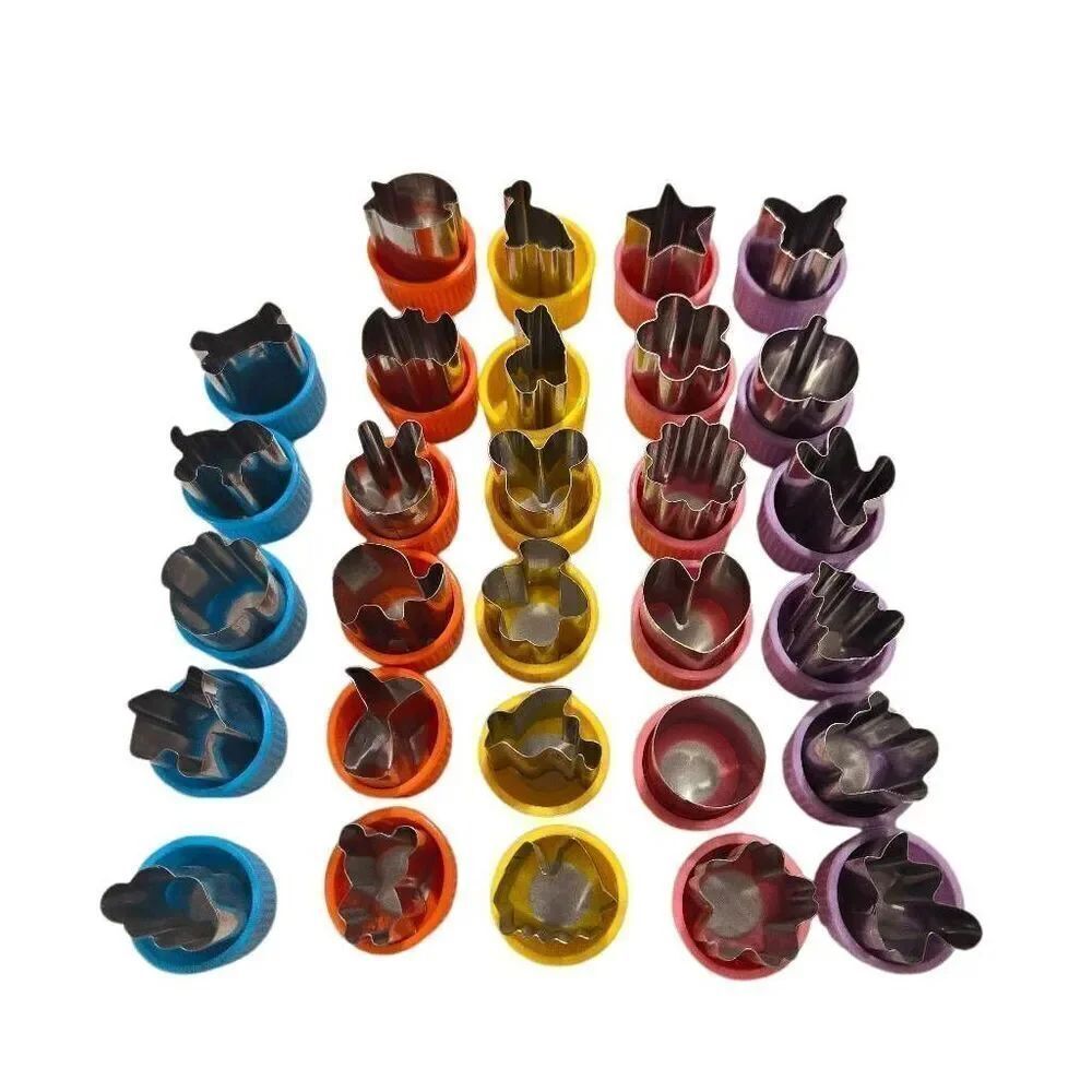 Mini Cookie Cutters Set, Including 29 pcs Mini Fruit Cookie Stamps Mold, Cartoon